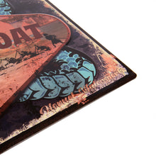 Load image into Gallery viewer, Dragon Boat Embossed Tin Sign with Blue Dragon
